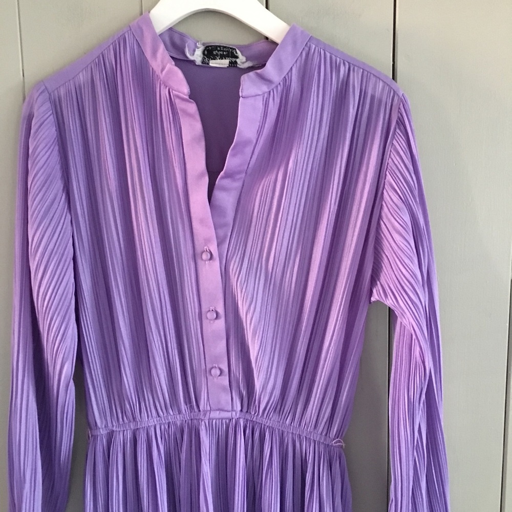Vtg 70’s P.C.F Hal Ferman Long Sleeve Blouson Purple Maxi Dress - Picture 2 of 6